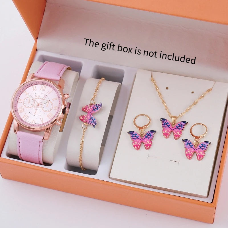 Stylish Wristwear Ensemble: 5/6-Piece Analog Watch and Jewelry Set for Women