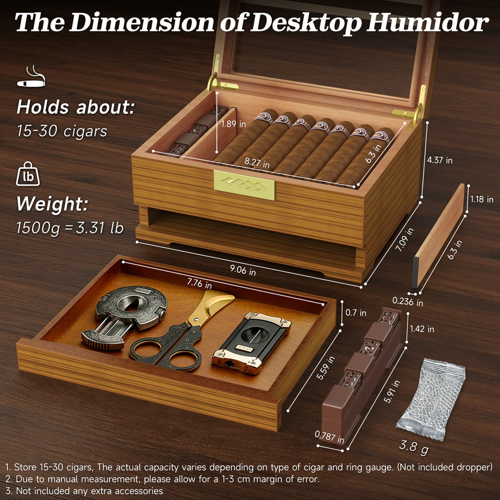 Cedar Cigar Box Humidor: Perfect Storage with Hygrometer and Divider