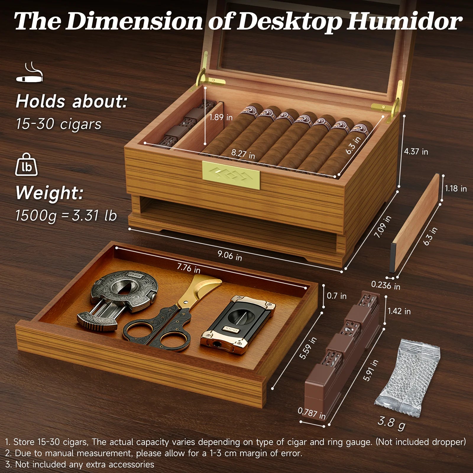 Cedar Cigar Box Humidor: Perfect Storage with Hygrometer and Divider