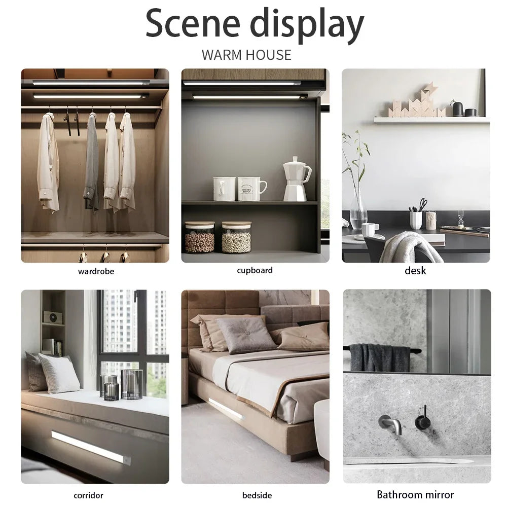 Three-in-One Motion Sensor LED Light: Ideal for Kitchen, Cabinet, and Bedroom Use