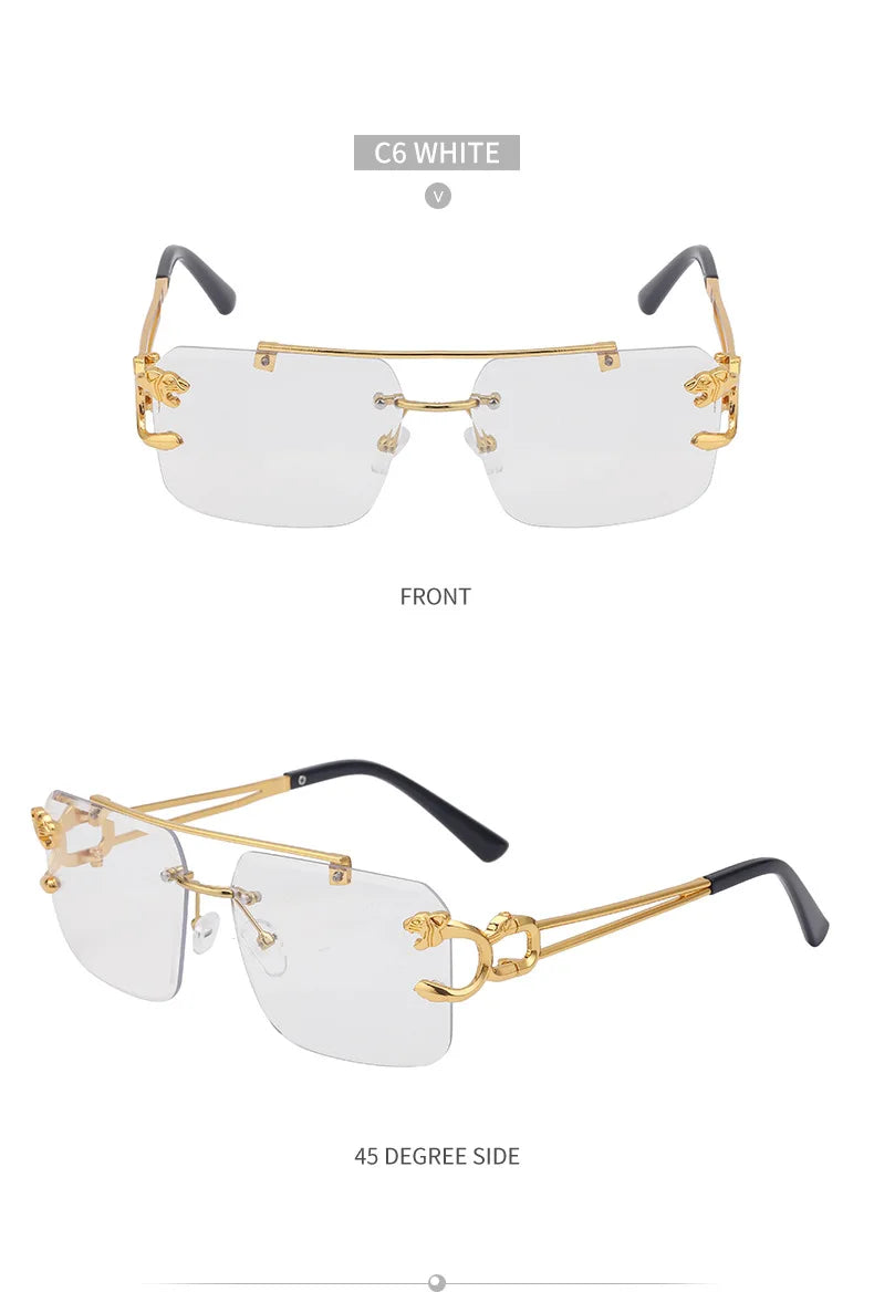 Unisex Leopard Rimless Sunglasses: Stylish Eye Protection with UV400 Lenses