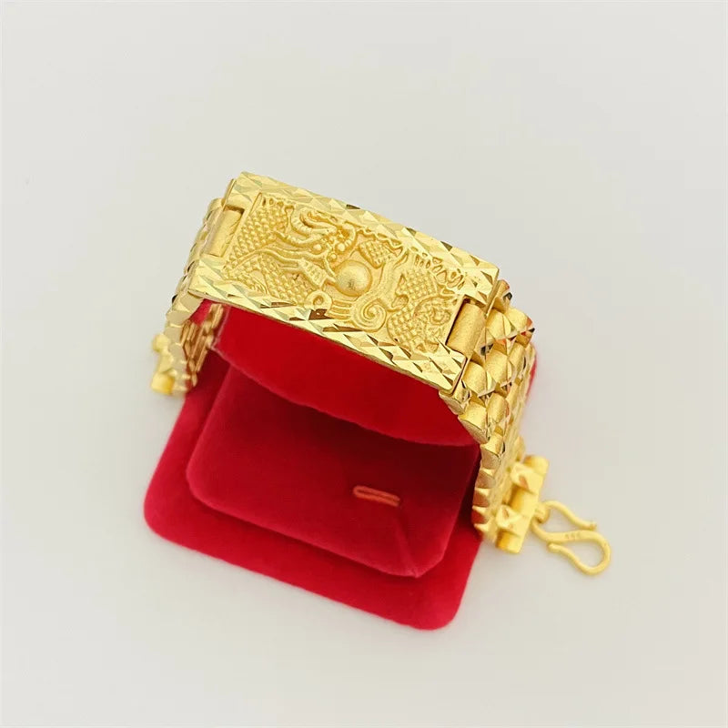 Mythical Elegance: 24K Gold Dragon and Phoenix Bracelet