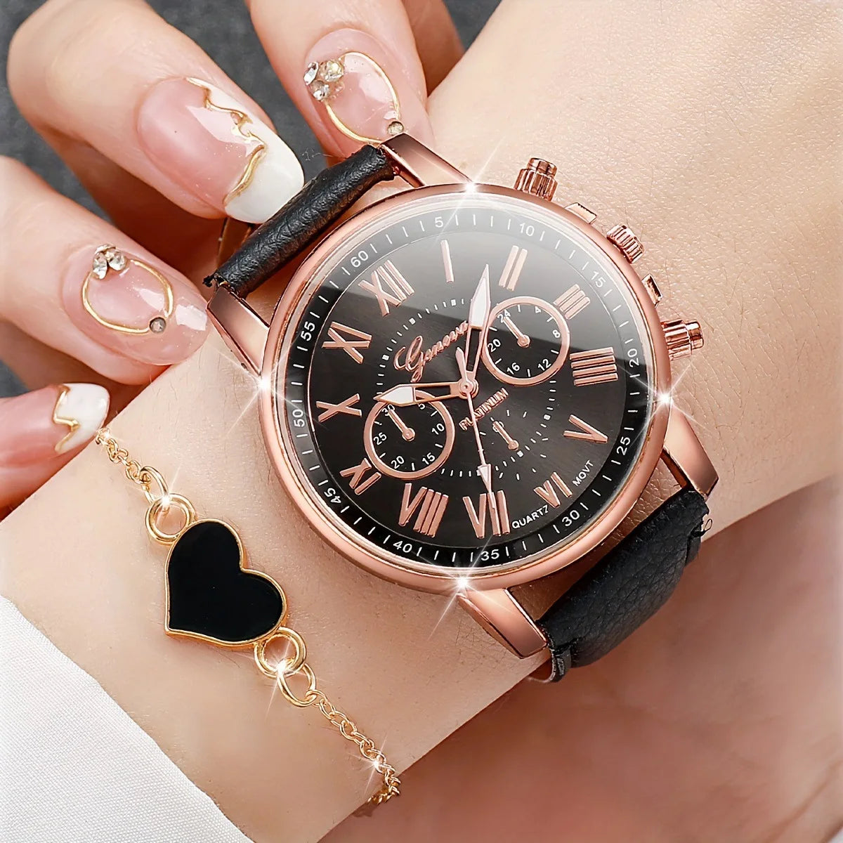 Stylish Wristwear Ensemble: 5/6-Piece Analog Watch and Jewelry Set for Women