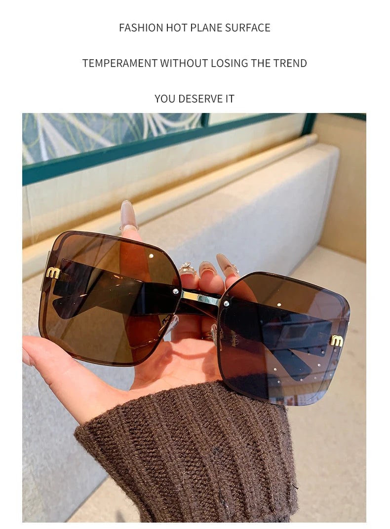 2025 Trend: Frameless Edge Cut M Letters Light Luxury Sunglasses