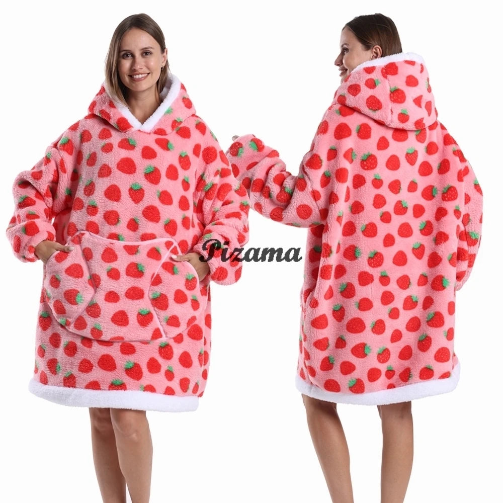 Oversized Wearable TV Blanket: Cozy Full Sleeve Sweatshirt for Halloween and Christmas