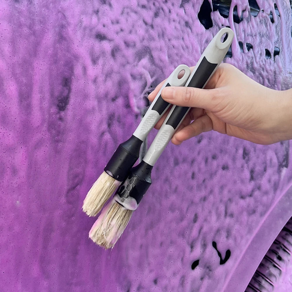 DetailPro Boar Hair Brush Set: Ultra Soft Brushes for Precision Car Cleaning