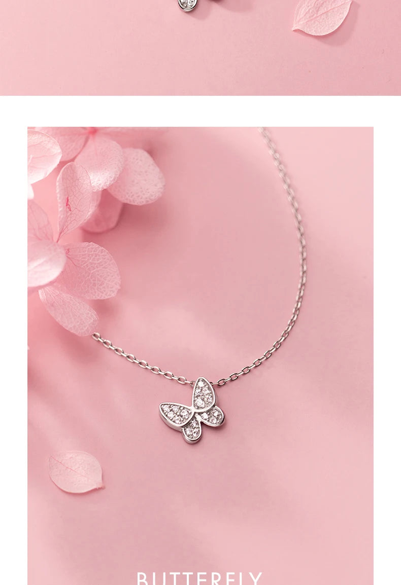 Dancing Butterfly Pendant: Sparkling Zircon in 925 Sterling Silver