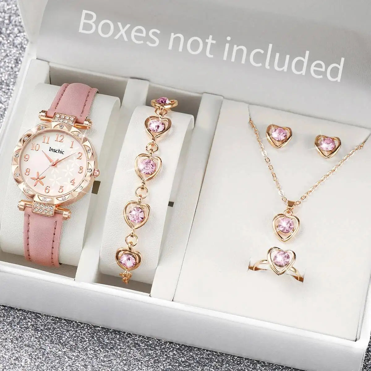 Floral Elegance Watch Set: Timeless Style with Sparkling Accents
