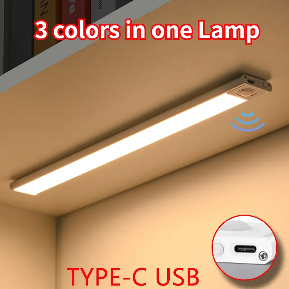 Three-in-One Motion Sensor LED Light: Ideal for Kitchen, Cabinet, and Bedroom Use