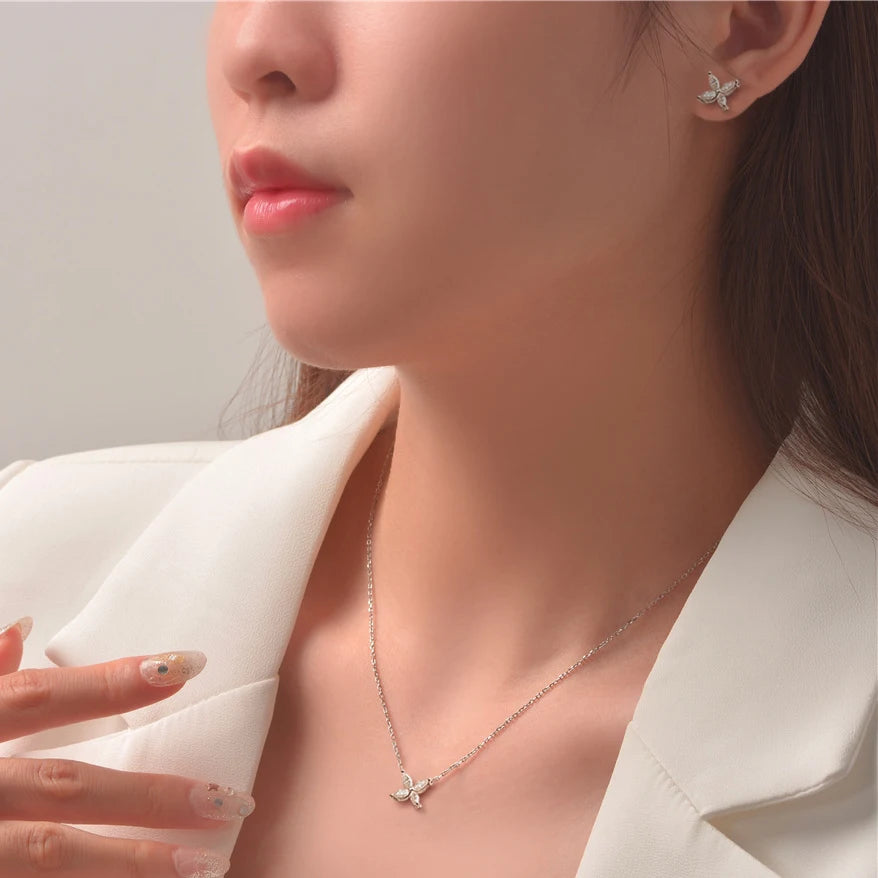 Radiant Butterfly Pendant: 1.2CT Moissanite in Sterling Silver