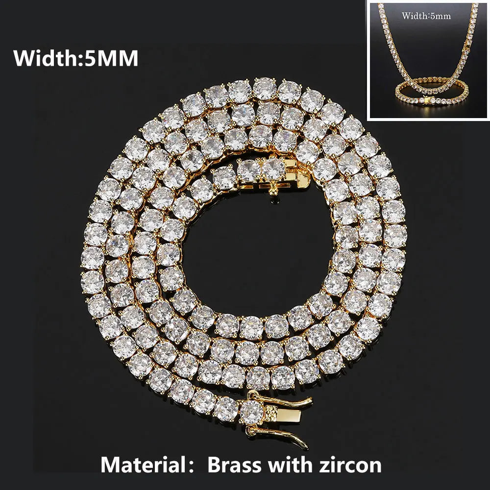 Iced Out Elegance: Single Row Cubic Zirconia Necklace for Men and Women
