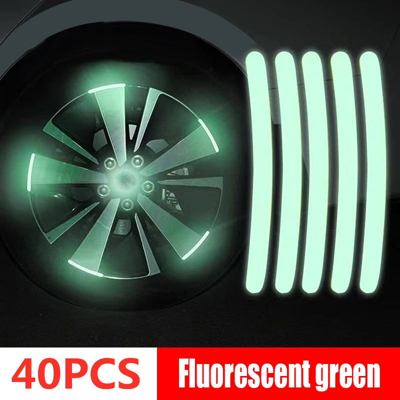40Pcs Colorful Reflective Wheel Strips: Stylish Hub Stickers for Cars and Motorcycles
