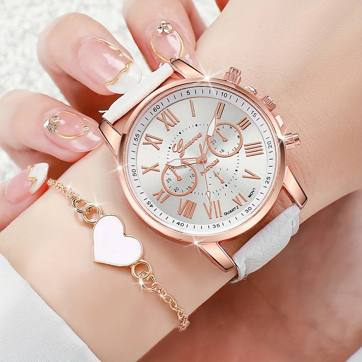 Stylish Wristwear Ensemble: 5/6-Piece Analog Watch and Jewelry Set for Women