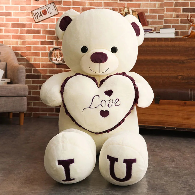 Giant "I LOVE YOU" Bear: 100cm Plush Toy for Lovers and Kids