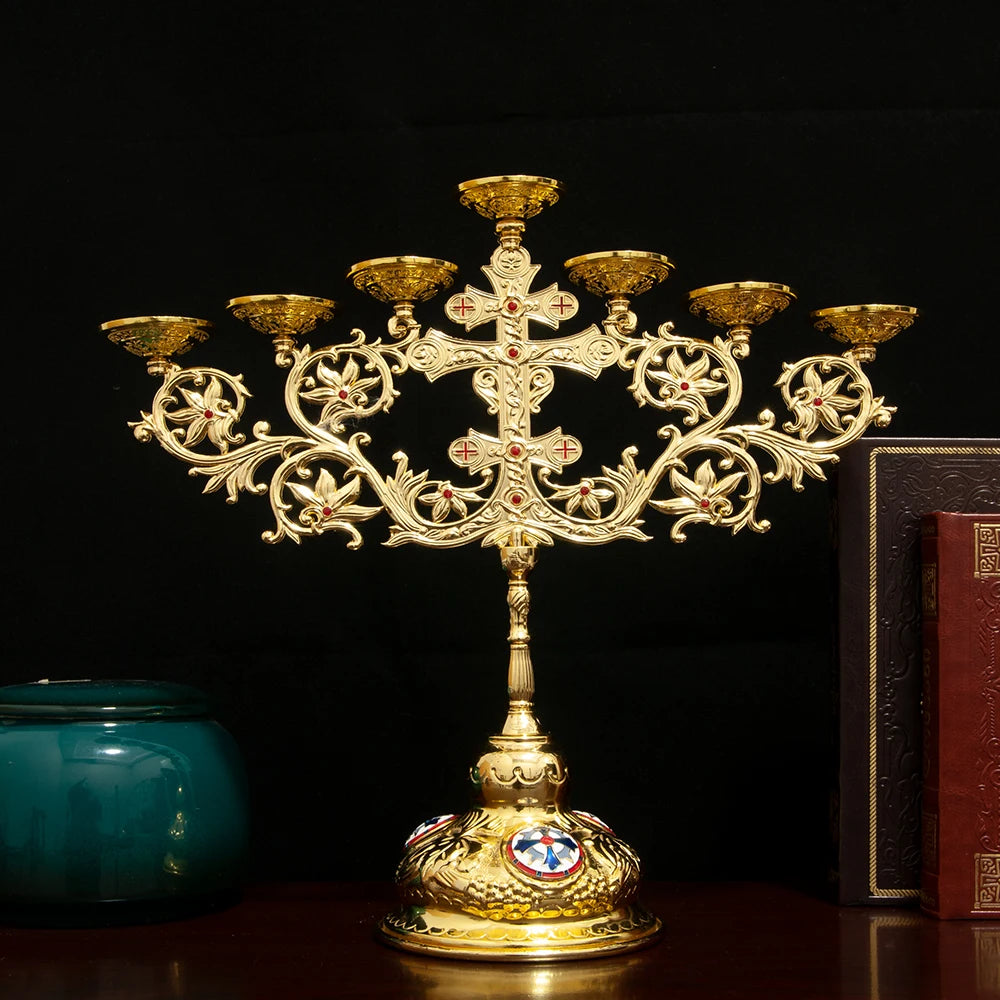 Elegant 7-Arm Candelabra: Vintage Design for Spiritual Ceremonies