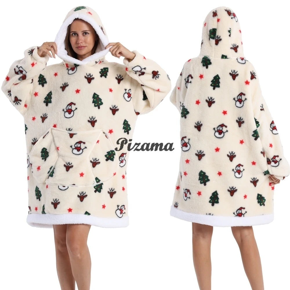 Oversized Wearable TV Blanket: Cozy Full Sleeve Sweatshirt for Halloween and Christmas