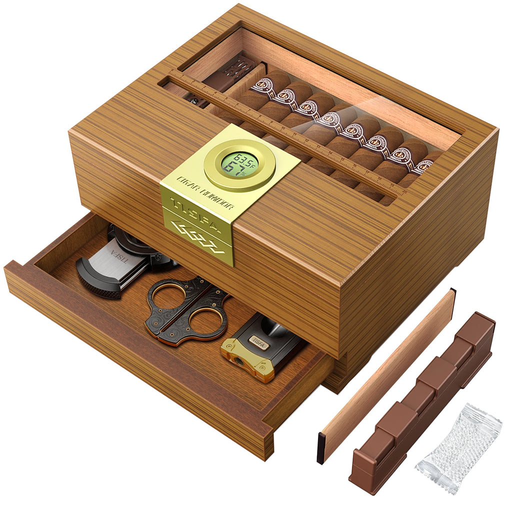 Cedar Cigar Box Humidor: Perfect Storage with Hygrometer and Divider