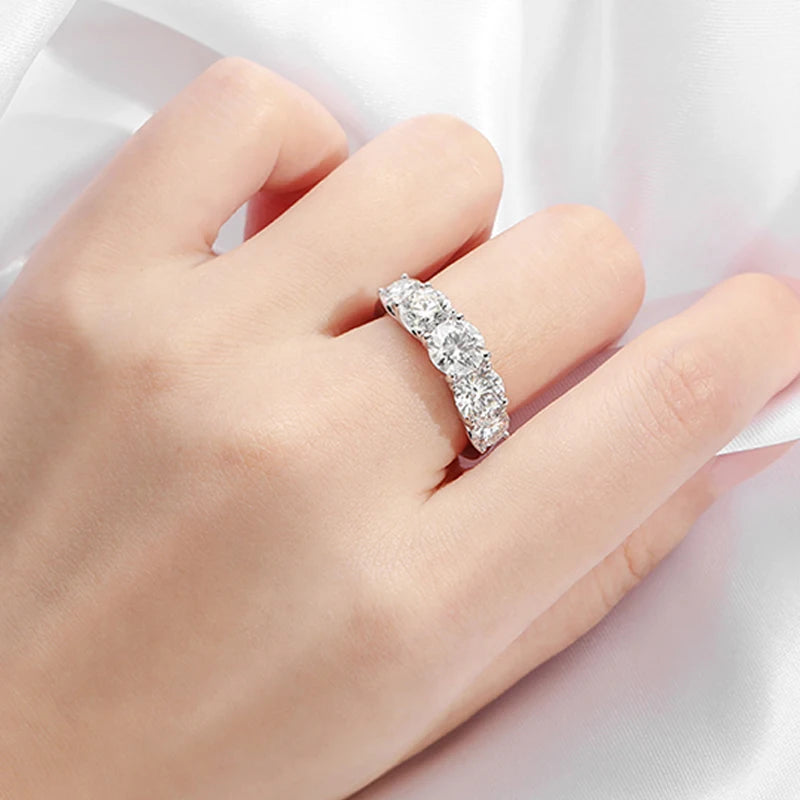 Stunning Elegance: Moissanite Five-Stone Wedding Band