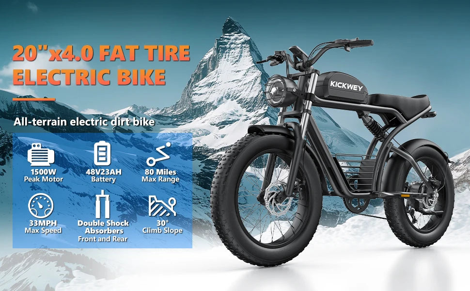 All-Terrain Fat Tire E-Bike: Unleash Your Outdoor Spirit with 20-Inch Wheels