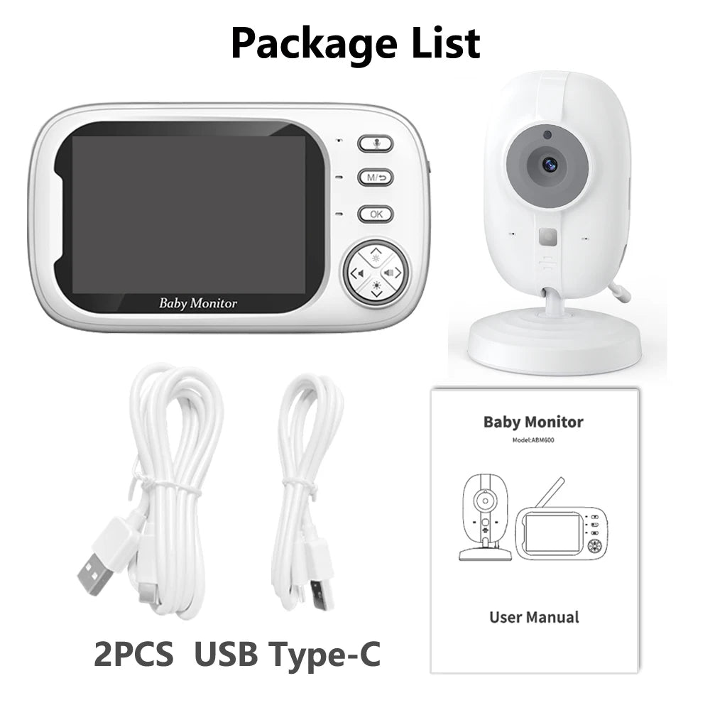 Wireless Baby Monitor: 3.5 Inch Screen with Night Vision & Two-Way Audio