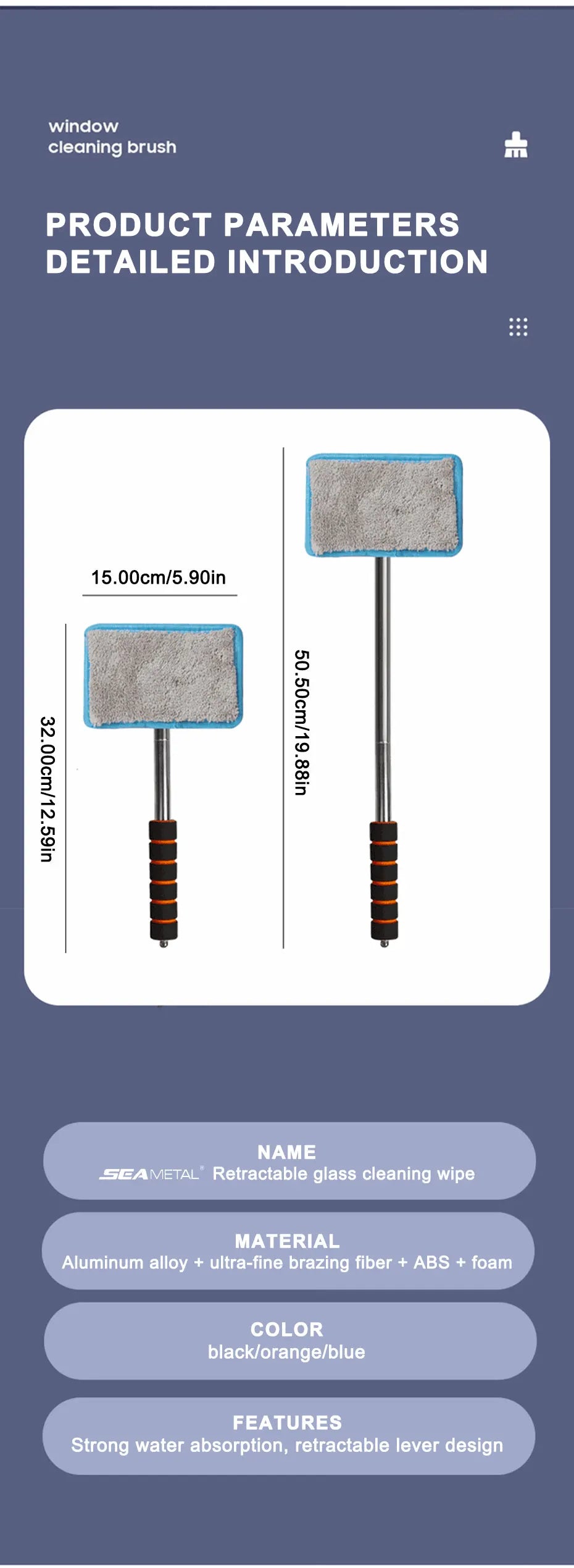 Telescopic Car Windshield Cleaning Brush: Long Handle for Glass Cleaning