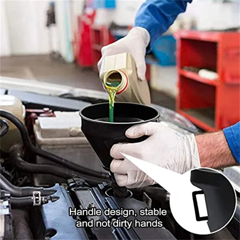 Car Engine Refueling Funnel: Includes Filter and Extension Pipe