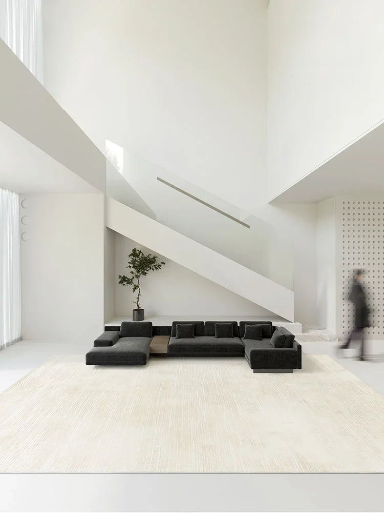 Versatile Minimalist Beige Lines Area Rug: Elevate Any Space