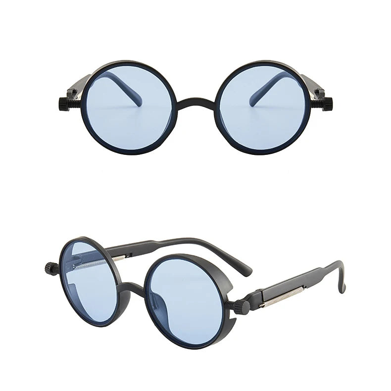 Gothic Punk Eyewear: Unique Round Frames for Unisex Fashion