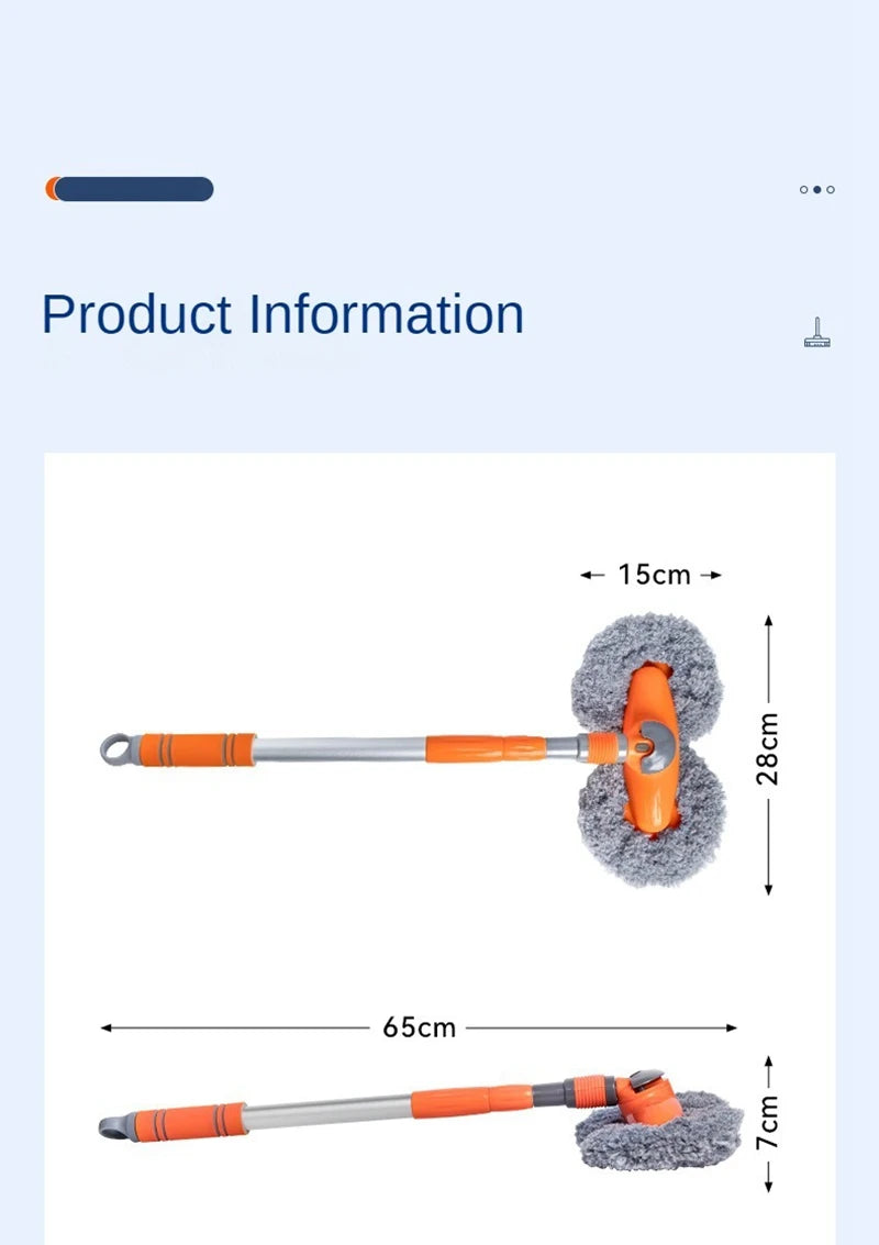 Telescopic Car Wash Mop: Three-Section Design for Roof and Window Maintenance