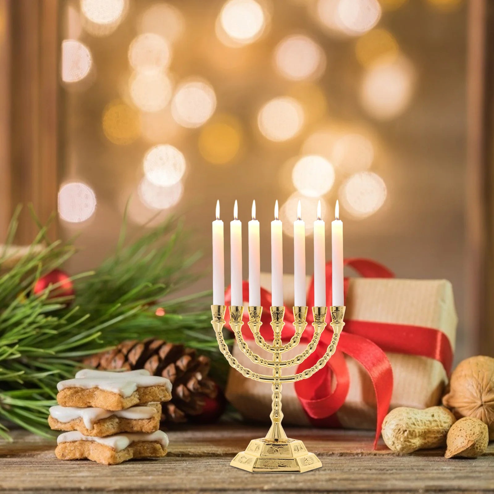 Religious Candlesticks: Elegant Vintage Menorah for Bedroom Decor
