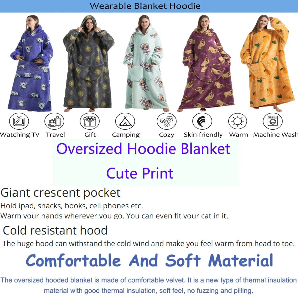 Oversized Wearable TV Blanket: Cozy Full Sleeve Sweatshirt for Halloween and Christmas