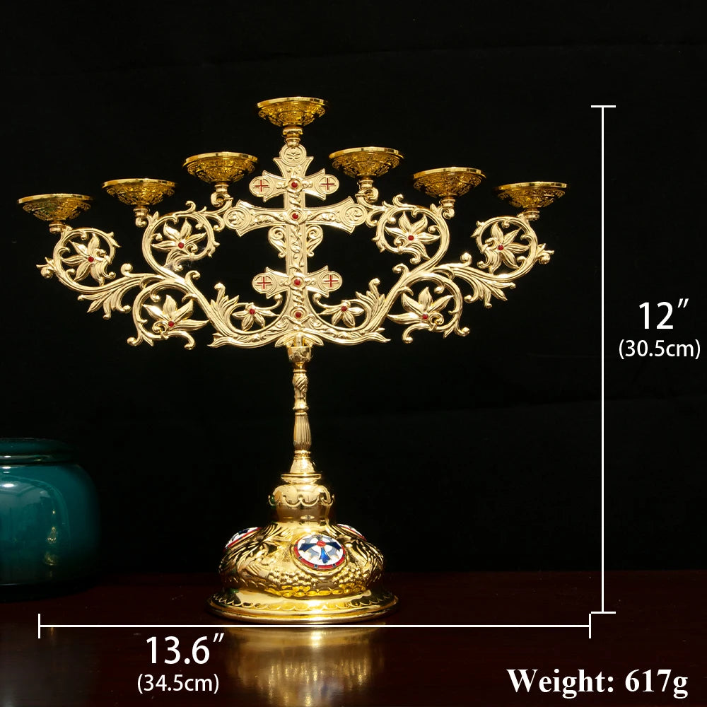 Elegant 7-Arm Candelabra: Vintage Design for Spiritual Ceremonies