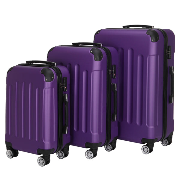 3-in-1 Universal Wheel Luggage Set: Stylish Dark Purple for Trendy Travel