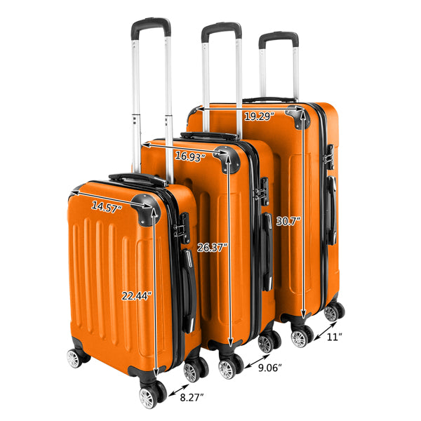 3-in-1 ABS Trolley Case: Vibrant Orange in 20, 24, and 28 Inches