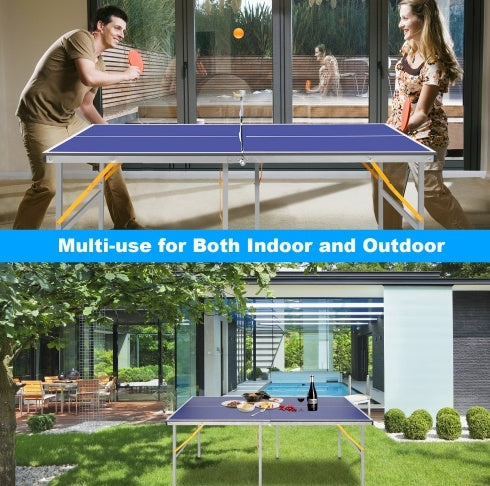 Indoor & Outdoor Fun: Foldable 6ft Table Tennis Table with Paddles and Balls