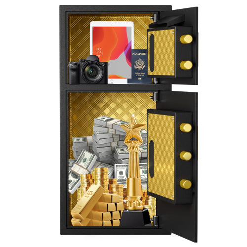 Secure Double-Door Safe: Fireproof and Waterproof Protection for Valuables