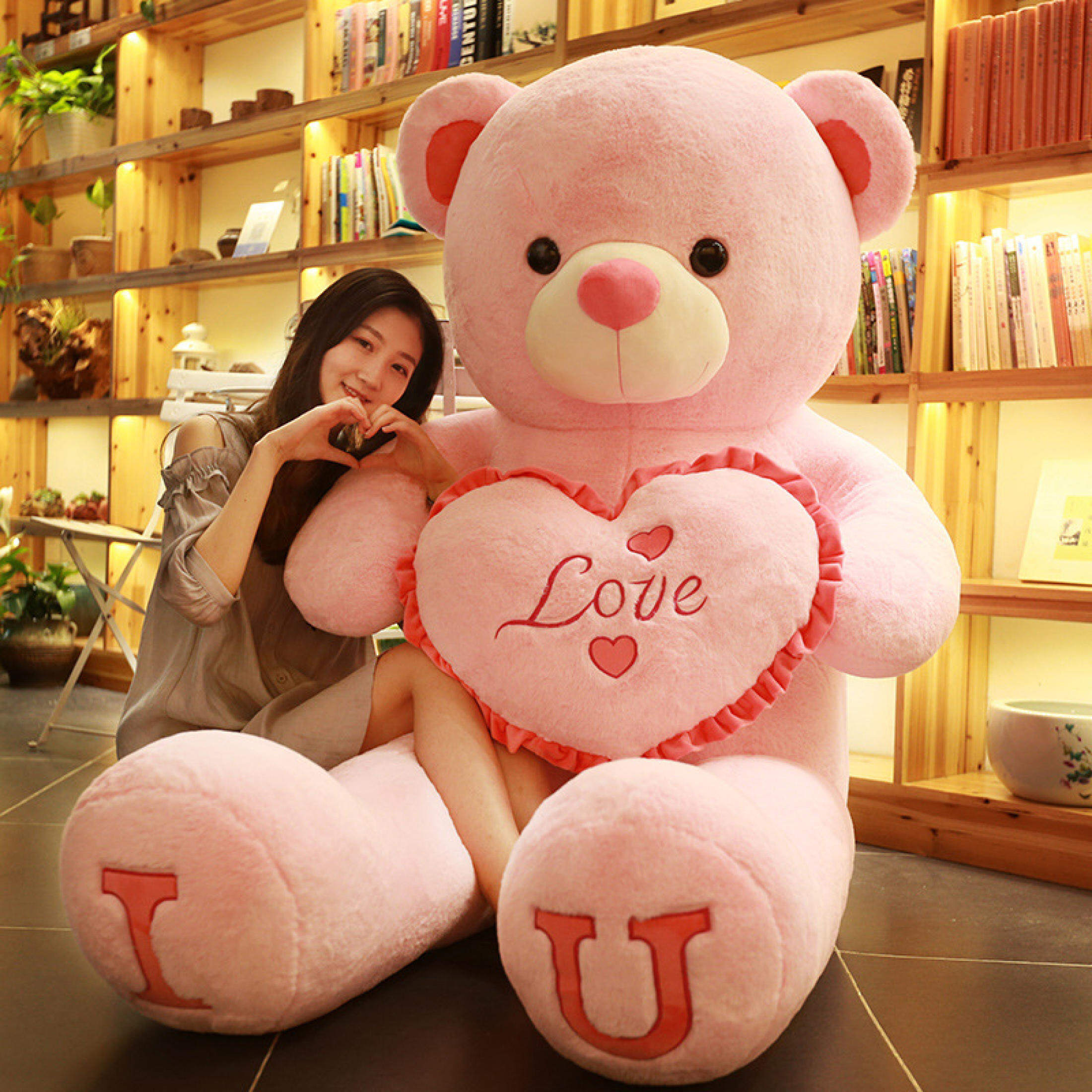 Giant "I LOVE YOU" Bear: 100cm Plush Toy for Lovers and Kids