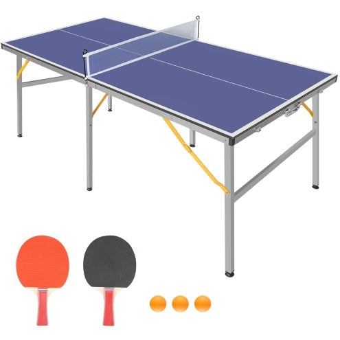 Indoor & Outdoor Fun: Foldable 6ft Table Tennis Table with Paddles and Balls